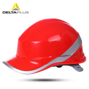 代尔塔102018安全帽 ABS材质绝缘带荧光条反光条防撞防砸高温工地电工安全帽 橙色