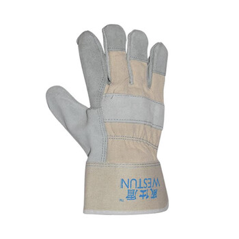 威仕盾（WESTUN） G-2215 26cm全掌背布半皮劳保手套 L码 1副