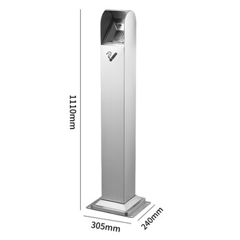 兰诗 DB6003 户外烟蒂柱烟灰柱立式烟灰桶不锈钢吸烟室灭烟垃圾桶 111A银色可固定地面