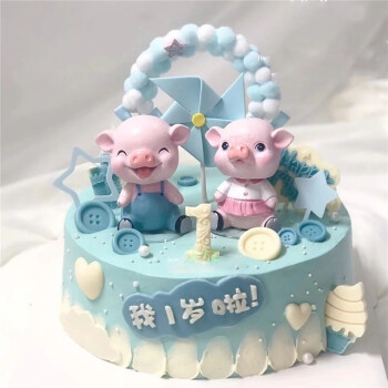乐惜网红生肖小猪生日蛋糕同城儿童周岁猪宝宝蛋糕全国北京上海广州