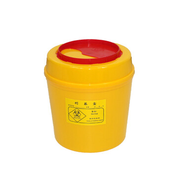 魅祥 黄色利器盒垃圾桶 卫生所锐器盒小型废物桶 圆形15L(10个)