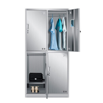 京顿JINGDUN 304不锈钢更衣柜钢员工储物柜宿舍健身更衣浴室寄存鞋包柜 四门更衣