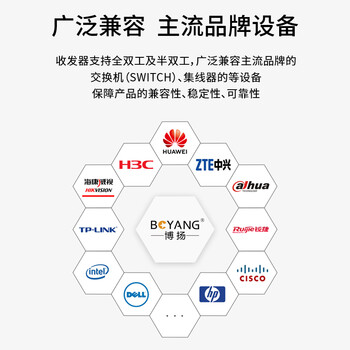 博扬 BY-WF511S-40KM电信级百兆单模双纤光纤收发器 光电转换器 可上14槽机架 外电 40公里 SC接口