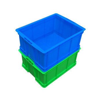 京云灿塑料周转箱长方形蓝色加厚可配盖熟胶箱货架收纳盒运输框392-190外440*330*200mm