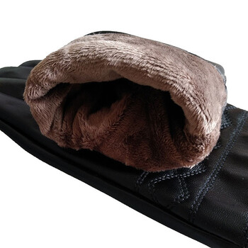 安美尚（ams） 加绒保暖皮手套防寒手套冬季男士防寒加厚pu皮手套定做 2双