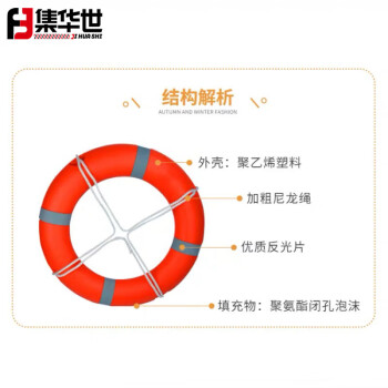 集华世 船用救生圈实心加厚防汛游泳圈 100个装 DX-001