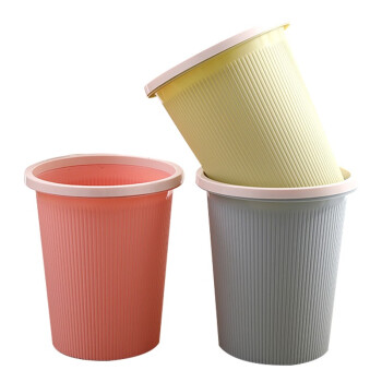 金固牢 KZcc-153 压圈式大容量环保分类塑料垃圾桶 （6个装） 办公室厨房卫生间塑料圆纸篓 垃圾筐  北欧绿