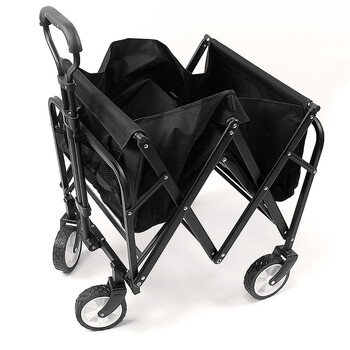 海斯迪克 HKCL-291 手推车营地车 户外露营购物折叠拉杆拉货搬运车 黑色(承重60kg)
