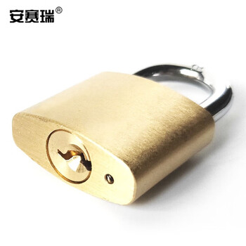安赛瑞 黄铜挂锁 实心铜抽屉锁 储柜锁 门锁 仓库锁 电柜电箱锁 40mm 14754