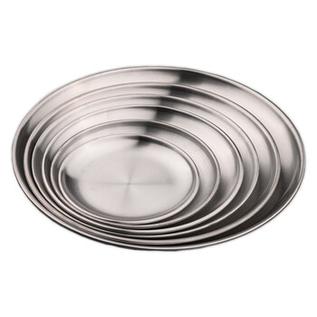稳斯坦 W436 不锈钢圆盘 商用餐盘 托盘 圆盘零件盘食品盘水果盘 浅盘 23cm本色砂光款