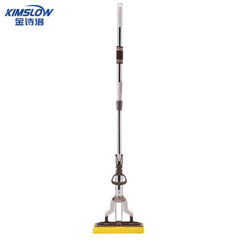 金诗洛 K101 大号海绵拖把 滚轮可伸缩直杆懒人挤水免手洗胶棉拖替换头 折叠27CM