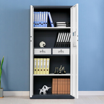 欧思泰 保密柜文件柜双保险铁皮柜办公柜电子密码锁档案柜国宝锁   通门灰白套国保指纹锁