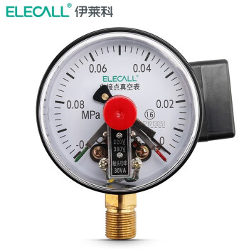 伊莱科(ELECALL)电接点磁助式压力表精密气压水压表控制径向 黑白色 电接点压力表YX-100 0-40Mpa