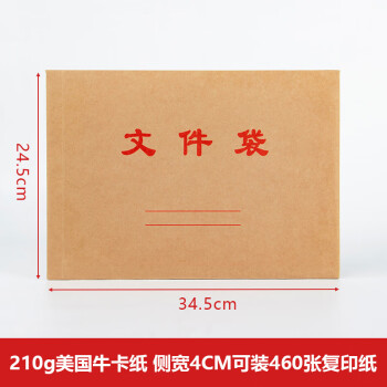 飞尔（FLYER）牛皮纸档案袋 标书合同文件资料袋【210g 牛卡文件袋 横 34.5x24.5cm】100个装