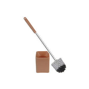 亿丽佳 圆头带方形底座钢杆清洁刷洁厕刷马桶刷（不锈钢杆 颜色随机） 10件/组