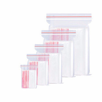 易美丽诺 JC-005 自封袋 加厚透明密封袋收纳袋分装袋一次性PE包装袋发票袋 8丝红边 17*25cm 100只