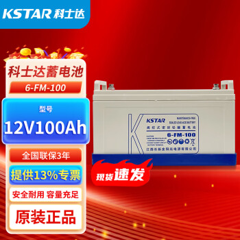 科士达（KSTAR)12V100AH固定性密封免维护蓄电池6-FM-100适用于UPS不间断电源、EPS电源、直流屏