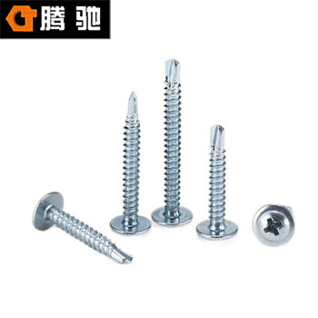 腾驰（CT）051 十字大扁头钻尾螺丝 碳钢 圆头华司钻尾自攻燕尾钉 蓝白锌  ST4.8*38（200支）