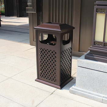 迪恩斯（DEANS）室外庭院用小区垃圾桶售楼部别墅花园院子大号中式古典户外果皮箱铸铝咖啡色D-108