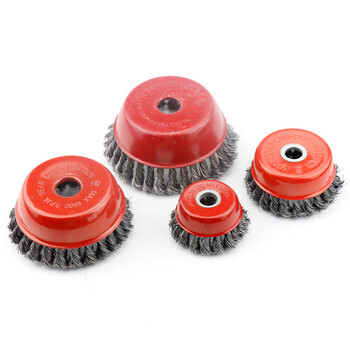 冰禹 BY-6010 角磨扭丝碗型打磨除锈钢丝轮 扭丝轮专用打磨除锈盘型纽丝轮带螺帽 5寸125mm450克22孔