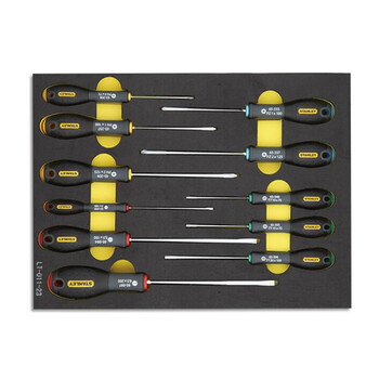 史丹利（STANLEY）LT-011-23 11件套三色柄螺丝批工具托