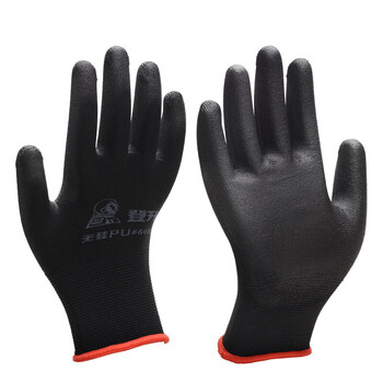 登升#669手套 13针涤纶掌浸无硅PU耐磨防滑柔软透气电子无尘防护手套 黑色12双 8