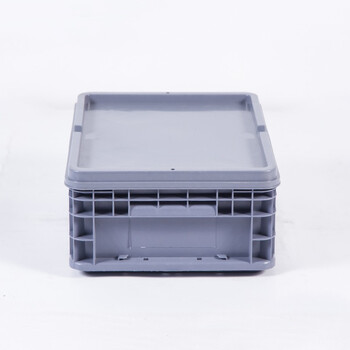 知旦 物流箱 外径:400*300*147mm物流运输箱分类盒零件盒搬运箱仓库整理箱 ZWL-400147P 灰色平盖