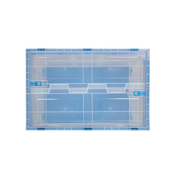 元汗K650-360玩具配件衣物可折叠收纳箱80升 透明蓝带开门 整理盒储物箱置物箱 定制