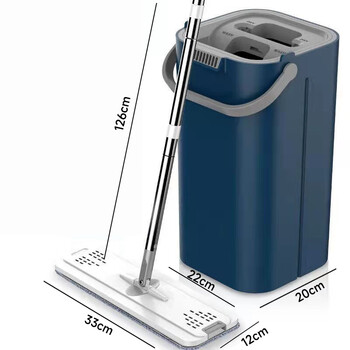 庄太太 蓝色清洗桶+1拖把+2布 礼品免手洗平板懒人刮刮乐拖把桶拖地ZTT-9018