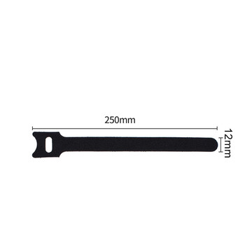 飞尔（FLYER）猫头型魔术贴扎带 T形背靠背数据线收纳带 印字魔术贴【黑色T型 12x250mm】200条装