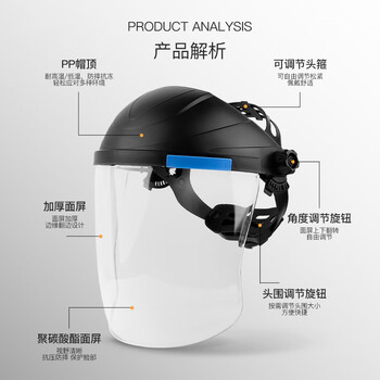 星工（XINGGONG）防护面屏 防化学飞溅抗冲击 防油烟 头戴式透明面罩 2只装XGH693