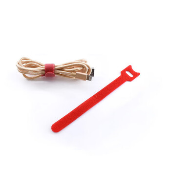 飞尔（FLYER）猫头型魔术贴扎带 T形背靠背数据线收纳带 印字魔术贴【红色T型 12x150mm】200条装