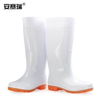 安赛瑞 白色卫生靴 PVC三防高筒雨鞋 厨房水产加工厂 安防用品 41码 13822