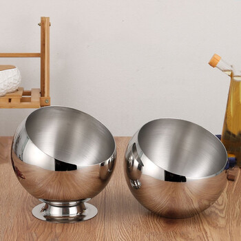 庄太太 14cm无底座 不锈钢桌面垃圾桶餐桌斜口碗KTV烟灰缸ZTT-9020