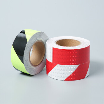 Matsuki玛塔思 晶格反光警示胶带 车身警示标识贴汽车货车交通反光物业施工划线蜂窝反光条 5cm*25m斜纹红白