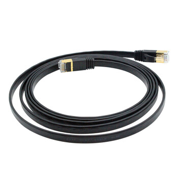 凌科朔(LINKSHIRE)七类扁平网线 CAT7类成品纯铜高速万兆金属头网络连接线跳线 黑色 1米