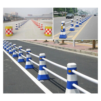 慎固 道路围挡护栏警示柱分流路障防撞桶水马隔离桩连接杆新料蓝白红白塑料隔离墩 蓝色隔离墩（2个起订）