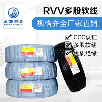 起帆（QIFAN）电缆 RVV2*4平方护套线国标铜芯设备电源线 黑色 1米 11米起售