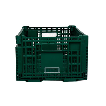 元汗K600-260便携折叠式塑料周转框大号51升 深绿 长方形镂空运输筐蔬果整理框 定制