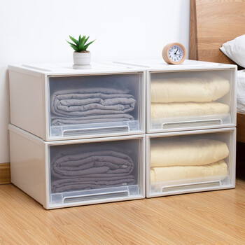 访客 FK 收纳箱抽屉式衣柜收纳盒塑料装衣服被子整理储物箱收纳柜柜子-34L绿色