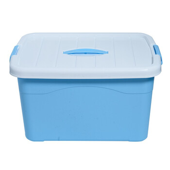 稳斯坦 W305 彩色带提手收纳箱 周转箱 带滑轮储物箱杂物工具带盖整理箱 蓝色3L