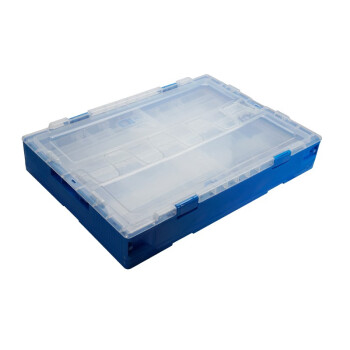 元汗K530-335玩具配件衣物可折叠收纳箱50升 透明蓝带开门 整理盒储物箱置物箱 定制