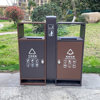 迪恩斯（DEANS）户外垃圾桶市政 垃圾分类两分类环保室外小区街道公园广场商用大号果皮箱垃圾箱 咖啡色镀锌板