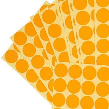 海斯迪克 HKW-259 彩色不干胶圆点标签贴纸 圆形铜版色标分类记号贴纸 25mm橙色（600贴）