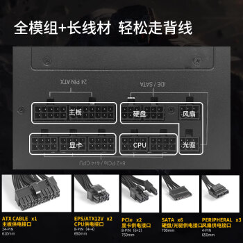 长城（Great Wall）额定650W G6金牌全模电脑电源（单路12V/全电压/双CPU+双显卡供电）