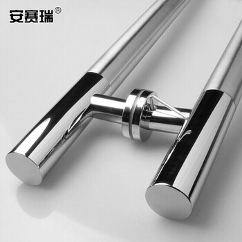 安赛瑞 不锈钢玻璃门拉手大门推拉门把手玻璃门配件办公室酒店公司大门拉手 中砂 600mm长400mm孔距 430837