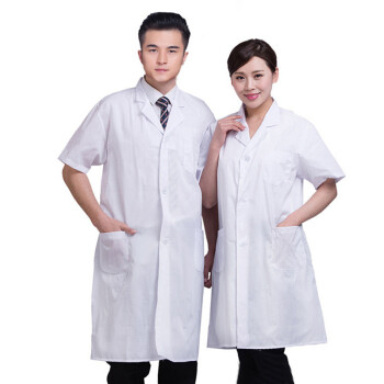者也（ZYE）  短袖白大褂 实验室白大衣男女半袖护士服药店美容工作服隔离衣夏季 经典款 XL