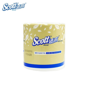 适高 平纹小卷卫生纸3层加厚空心小卷柔软舒适酒店 易溶于水原生木浆 250张/卷 100卷1箱装 94479