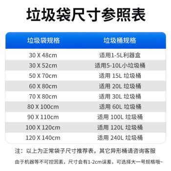 领象 加厚垃圾袋黑色平口式背心式中号塑料袋医疗商用垃圾袋 平口袋 60*80cm 50个