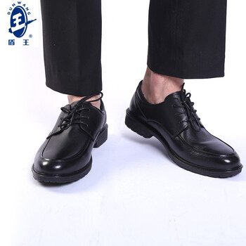 王盾/盾王 7681-2黑色牛皮工作鞋海波丽鞋垫橡胶鞋底工作鞋耐磨防滑男鞋定做 43码 黑色 1双